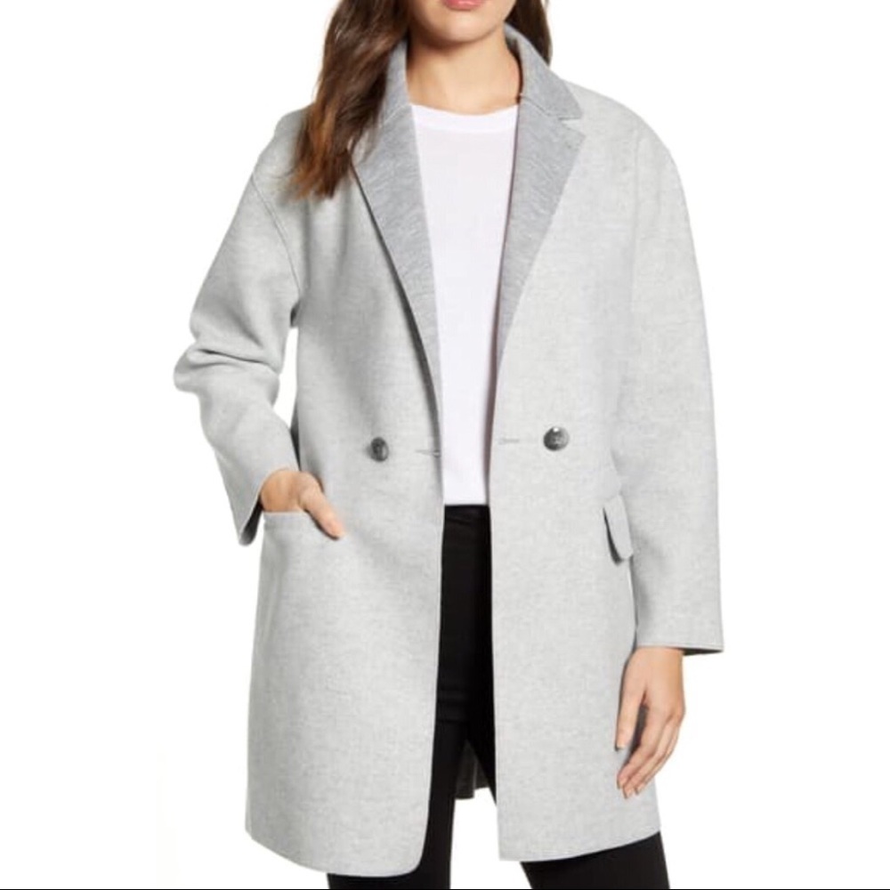 Double Breasted Knit Jacket Heather Grey Bernardo - Picture 1 of 10